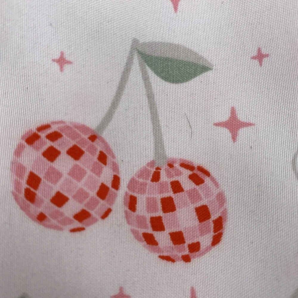 Peri Home Sheet Set KING White Pink Cherries Cherry Disco Balls Whimsical